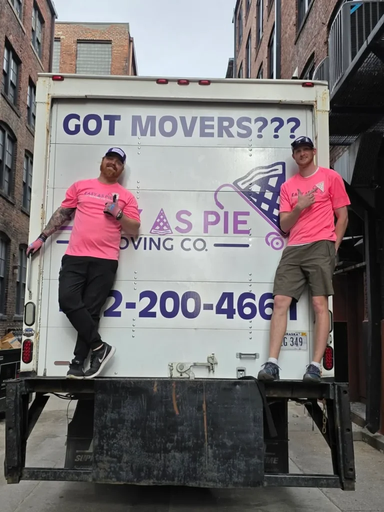 Easy As Pie movers in front of the moving truck
